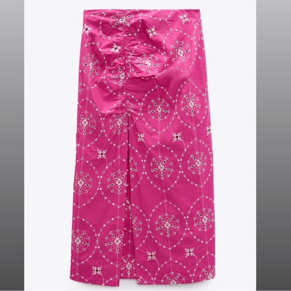 BRAND NEW ZARA EMBROIDERED EYELET SKIRT - Picture 3 of 13